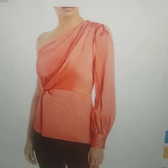 CINQ A SEPT ONE SHOULDER SILK TOP - Picture 4 of 5